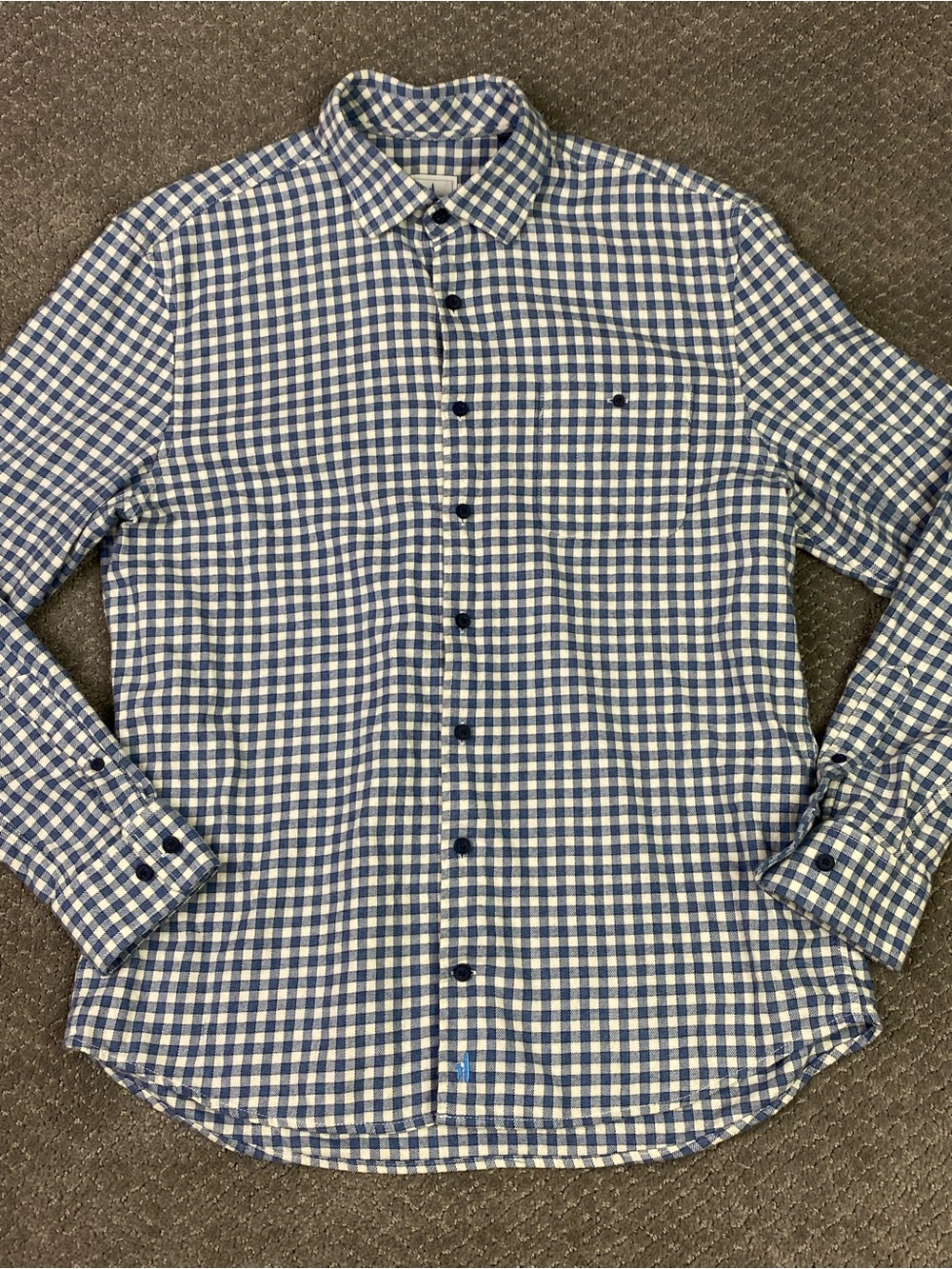 johnnie-O Flannel Shirt Mens Medium Blue White Gingham Check Hyat Hangin' Out - Picture 2 of 13